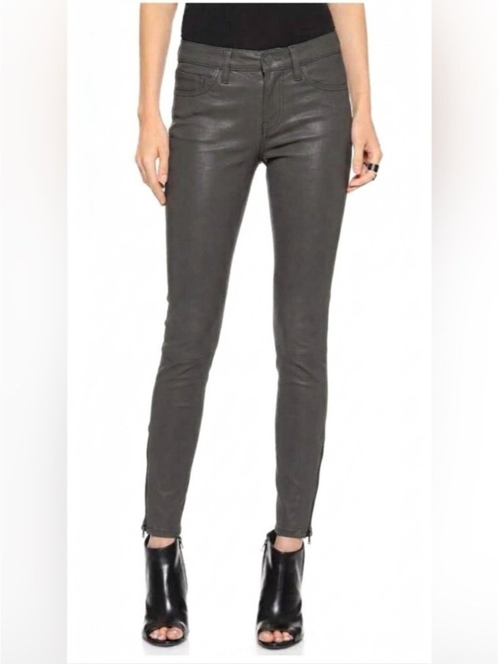 NEW J Brand L800 Khaki Green Lambleather Stretch Skinny legging ankle Pants 25